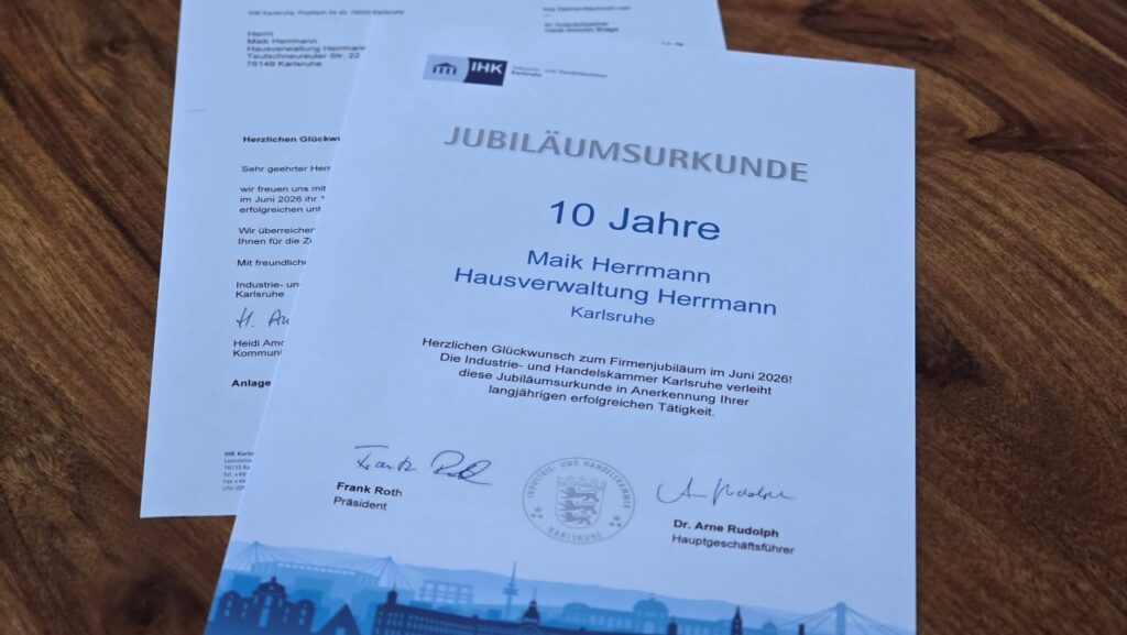urkunde-hausverwaltung-herrmann-10-jahre ihk
