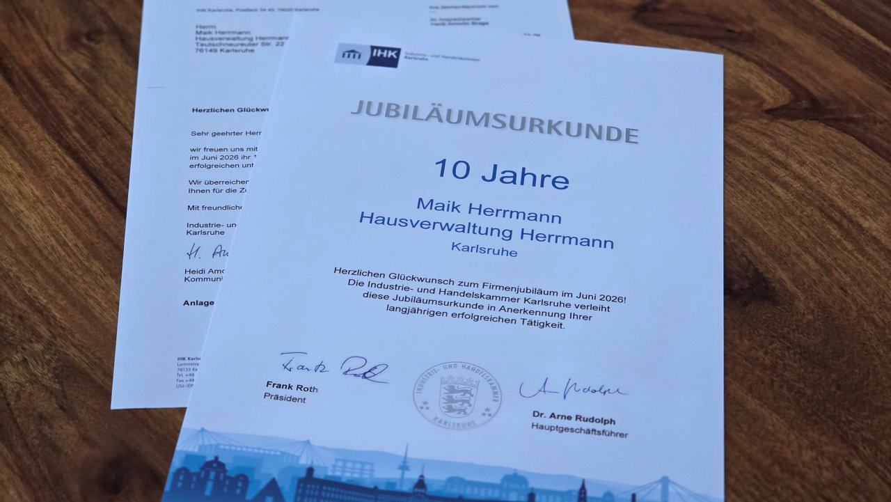urkunde-hausverwaltung-herrmann-10-jahre ihk